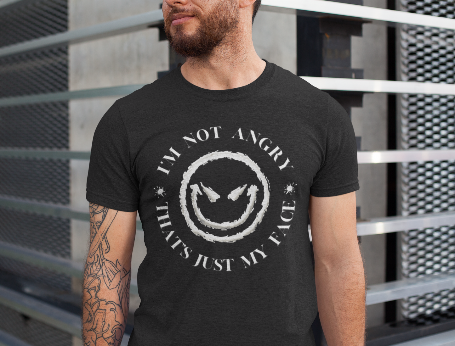 I'm Not Angry That's Just My Face - novelty slogan tee | sarcastic graphic tee | emotive text shirt | casual humor apparel | gift idea