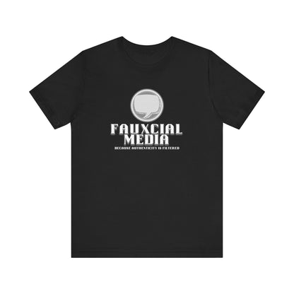 Fauxcial Media Short Sleeve Tee | Authenticity T-Shirt, Unisex Graphic Tee, Social Media Humor Shirt, Gift for Friends, Trendy Casual Wear