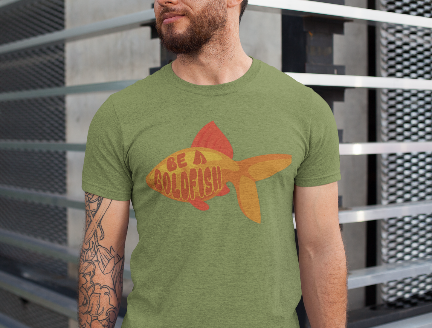 Be a Goldfish - Unisex Graphic Tee - motivational t-shirt, goldfish design, unisex apparel, cotton shirt, inspirational apparel, gift idea