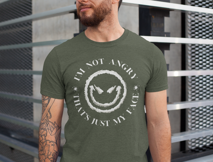 I'm Not Angry That's Just My Face - novelty slogan tee | sarcastic graphic tee | emotive text shirt | casual humor apparel | gift idea