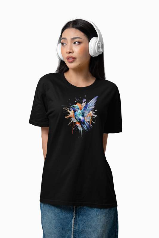 Blue Hummingbird Unisex Graphic Tee - watercolor hummingbird tee | bird lover apparel | unisex cotton-blend shirt | gift idea