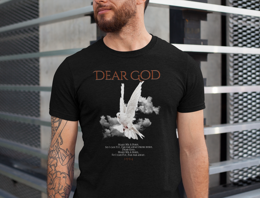 Dear God Unisex Tee | Inspirational Graphic Shirt | Faith-based Apparel | Movie Nerd Gift , Spiritual Journeys, Movie Quote Lover Gift