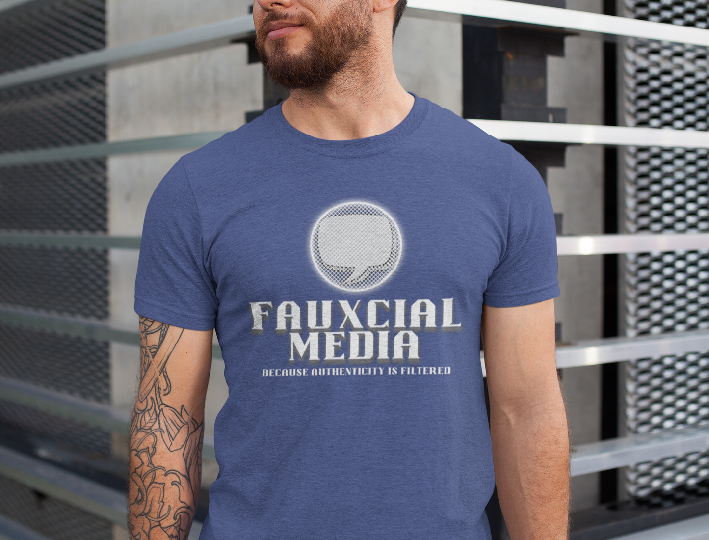 Fauxcial Media Short Sleeve Tee | Authenticity T-Shirt, Unisex Graphic Tee, Social Media Humor Shirt, Gift for Friends, Trendy Casual Wear