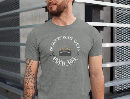 Puck Off Quote Tee, Unisex Jersey Short Sleeve Shirt, Gift for Hockey Lovers, Sports Birthday Gift, Casual Wear