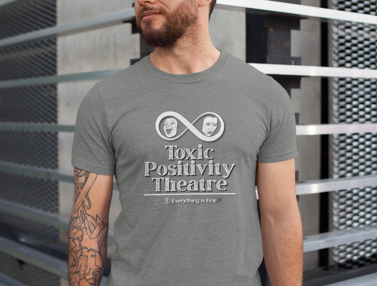 Toxic Positivity Theatre Tee, Fun Quirky Graphic Shirt for Humor Lovers, Comfy Everyday Wear, Gift for Friends, Ideal for Casual Outings