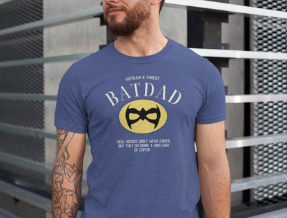 Funny Batdad T-Shirt, Hero Dad Shirt, Father's Day Gift, Unisex Tee, Geeky Dad Apparel, Coffee Lover Tee