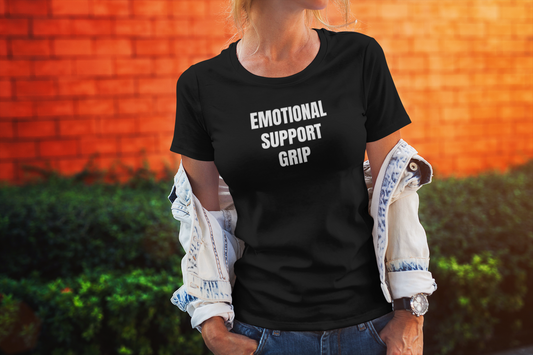 Emotional Support Grip Tee - Funny T-Shirt, Unisex Short Sleeve, Casual Wear, Gift for Friends, Humor Clothing, Self-Care Apparel